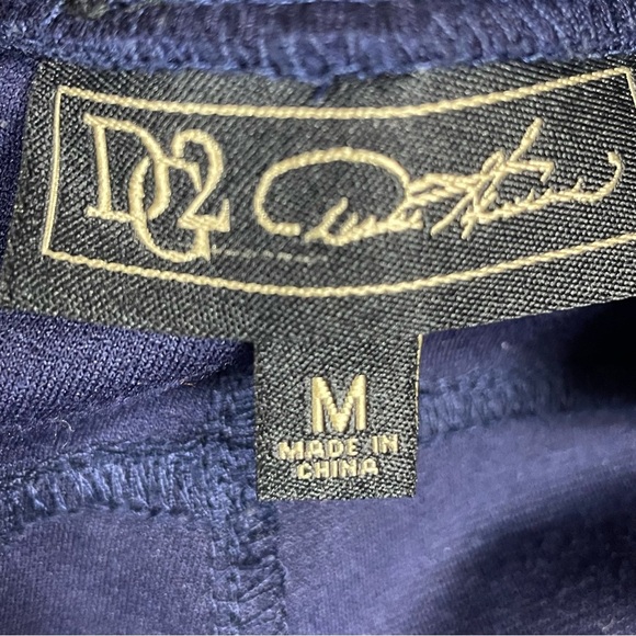 DG2 Diane Gilman Faux Leather Moto Navy Blue Leggings - Sz M - Picture 3 of 12